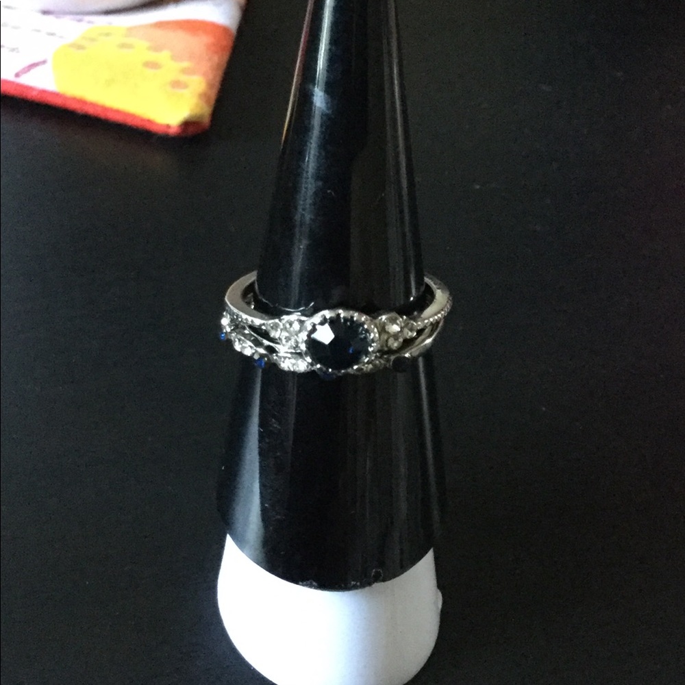 Sterling silver sapphire ring set